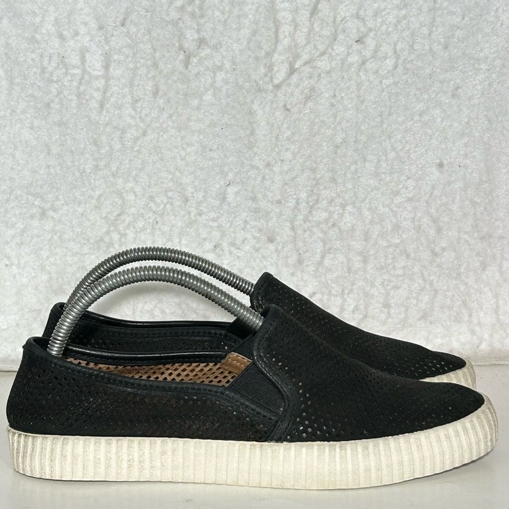 Frye Womens Camille Black Perforated Leather Slip On Sneaker Shoes Size US 7.5